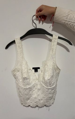 Top encaje Amisu blanco talla S