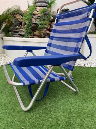 Silla Playa/Camping Plegable Azul y Plateada