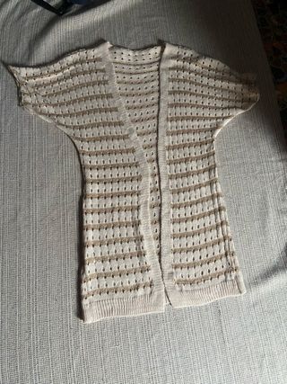 Kimono de punto beige y dorado