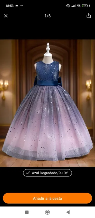 Vestido azul largo talla L y de niña talla 10