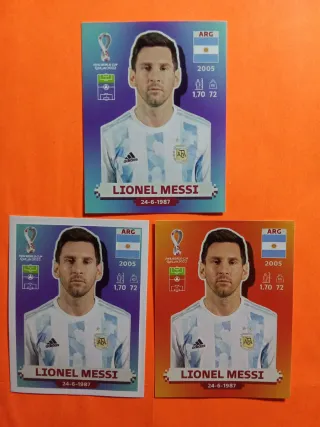 Lote 3 Stickers Messi Argentina Mundial Qatar 2022