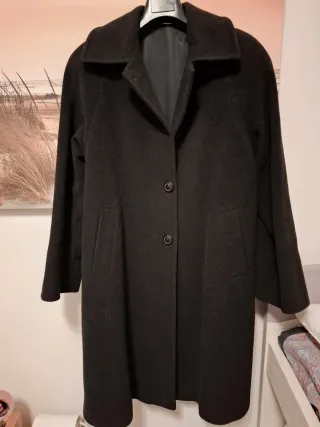 Cappotto lana vergine cashmere donna nero