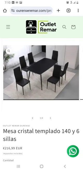 Mesa Cristal Templado 140 + 6 Sillas