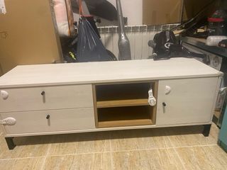 Conjunto de Mueble TV y Mesa Centro Madera Metal