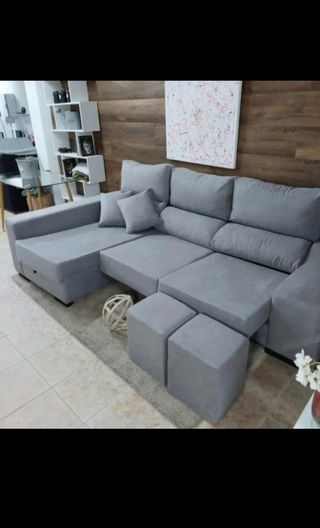 Sofá modular gris tela