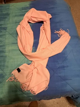 Pashmina originale rosa con frange