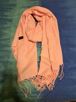 Pashmina originale rosa con frange