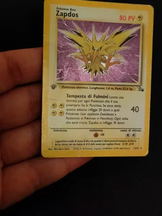 Carta Pokémon Zapdos 15/62 Rara Holo 1 Ed Ita