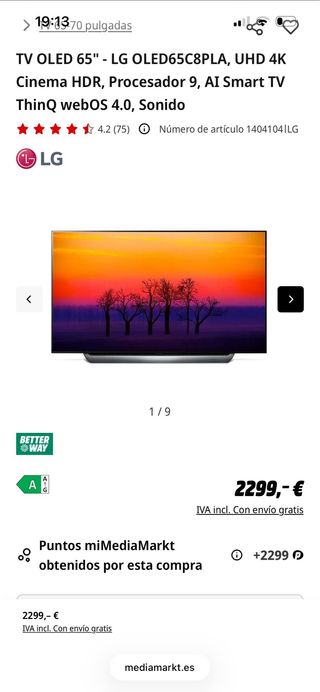 LG OLED 65C8PLA 65 TV