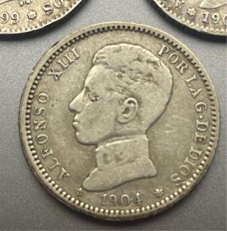 1 Peseta Alfonso XIII, 1899, 1900 y 1904