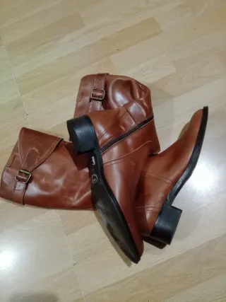 Botas altas piel marrón talla 41