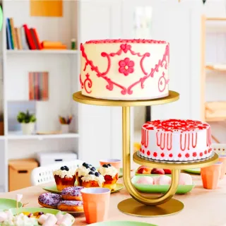 Soporte para tartas de 2 niveles dorado