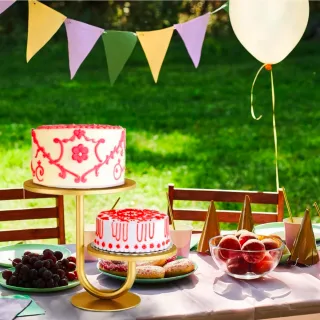 Soporte para tartas de 2 niveles dorado