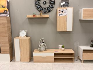Conjunto Muebles Salón Madera Clara con blanco