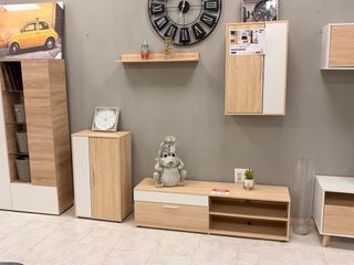 Conjunto Muebles Salón Madera Clara con blanco
