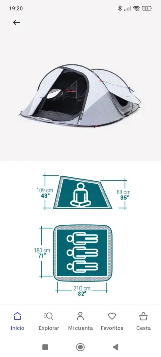 Tienda de campaña Quechua 2 Seconds 3 personas