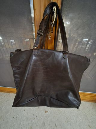 Bolso Piel Marrón Grande Vintage