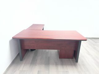 Mesa de despacho L madera oscura