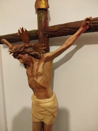 Antiguo Cristo Estuco Policromado