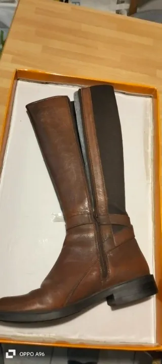 Stivali donna pelle marrone con cerniera