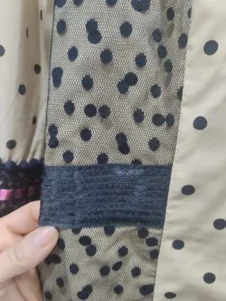 Vestido Sevillana Lunares Beige y Negro