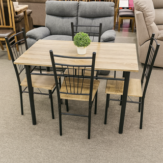Mesa y 4 Sillas Madera/Metal