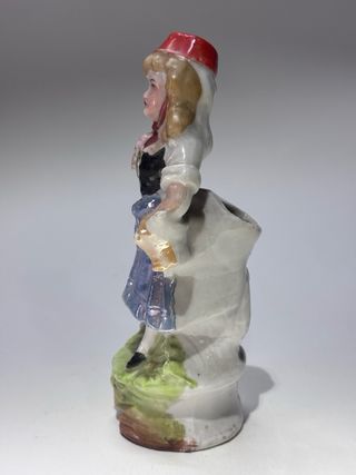 Statuina Porcellana Tedesca Bambina Cane