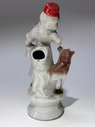 Statuina Porcellana Tedesca Bambina Cane