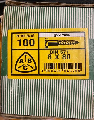 Tirafondo hexagonal 8x80 profesional