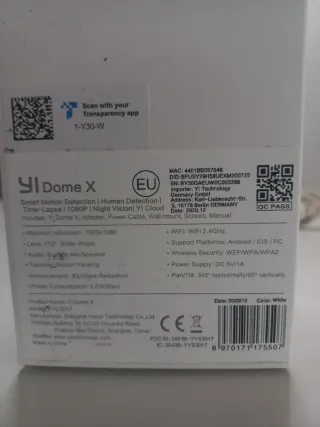 Telecamera sorveglianza Yi Dome X