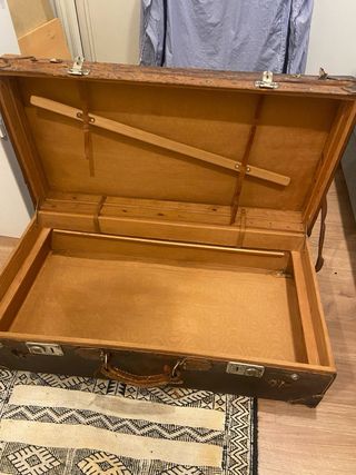 Maleta baúl vintage madera y cuero