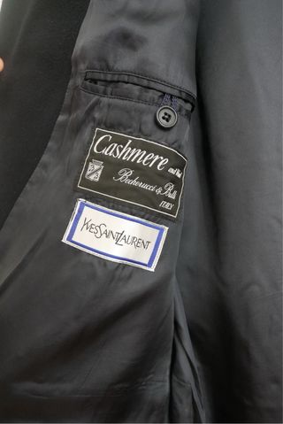 Abrigo azul marino cashmere Yves Saint Laurent