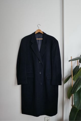 Abrigo azul marino cashmere Yves Saint Laurent