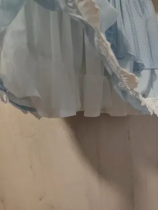 Vestido Ceremonia Niña Azul Encaje Flores