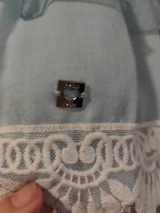 Vestido Ceremonia Niña Azul Encaje Flores