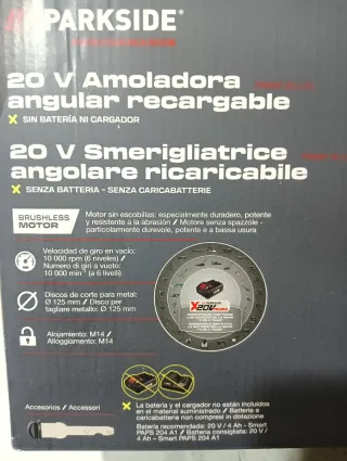 Amoladora PARKSIDE Performance 20V con Batería 4AH