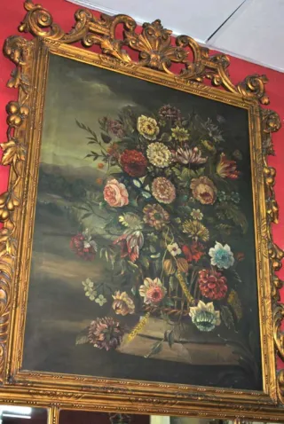 Antiguo espejo trumeau con bodegón