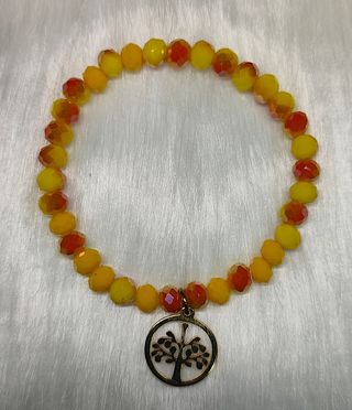 Pulsera cristal amarillo árbol de la vida dorado