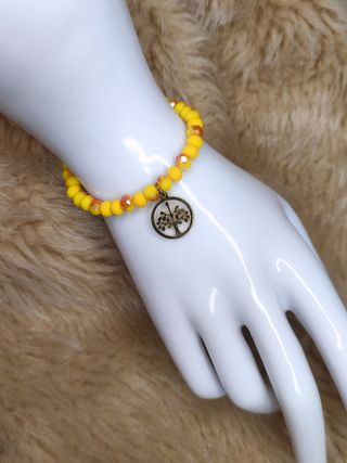 Pulsera cristal amarillo árbol de la vida dorado