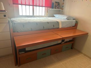 Cama nido con escritorio y cajones