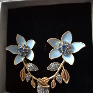 Orecchini Oscar de la Renta Fiori Blu Oro