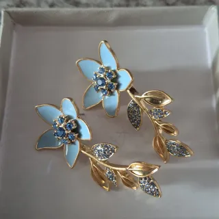 Orecchini Oscar de la Renta Fiori Blu Oro