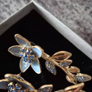 Orecchini Oscar de la Renta Fiori Blu Oro