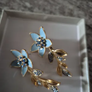 Orecchini Oscar de la Renta Fiori Blu Oro