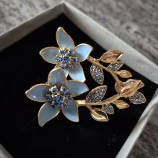 Orecchini Oscar de la Renta Fiori Blu Oro
