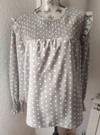 Blusa gris con lunares Shein