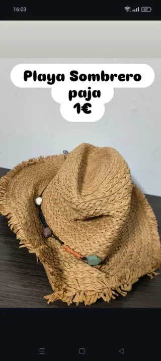 Sombrero de paja para playa