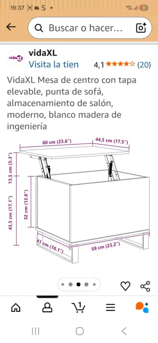 Mesa de centro elevable VidaXL