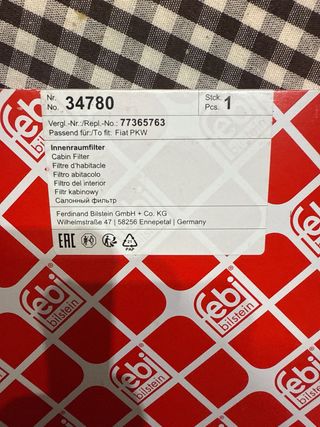 Filtro habitáculo Febi 34780 Abarth 500