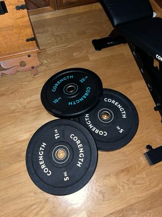 Discos Bumper 50mm 20kg, 10kg y 5kg. 2 de cada